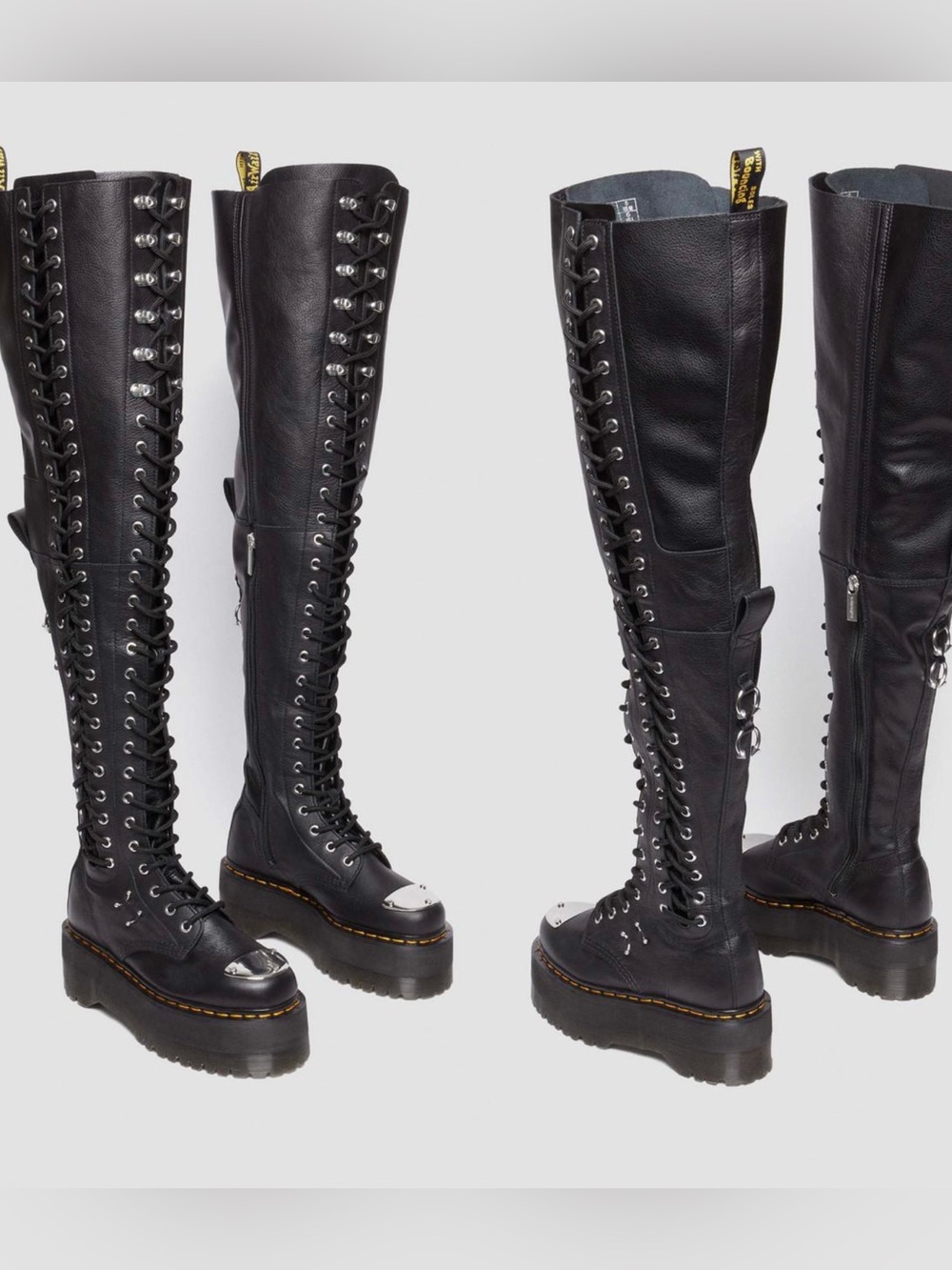 Dr Martens 28-EYE EXTREME MAX VIRGINIA LEATHER KNEE HIGH BOOTS